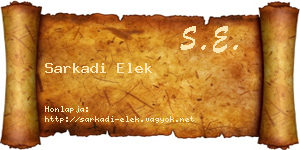 Sarkadi Elek névjegykártya